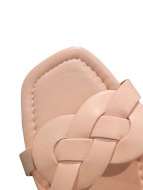 NEW! ANN TAYLOR LOFT Outlet Vegan Leather Blush Pink Slide On Sandals Flats 9.